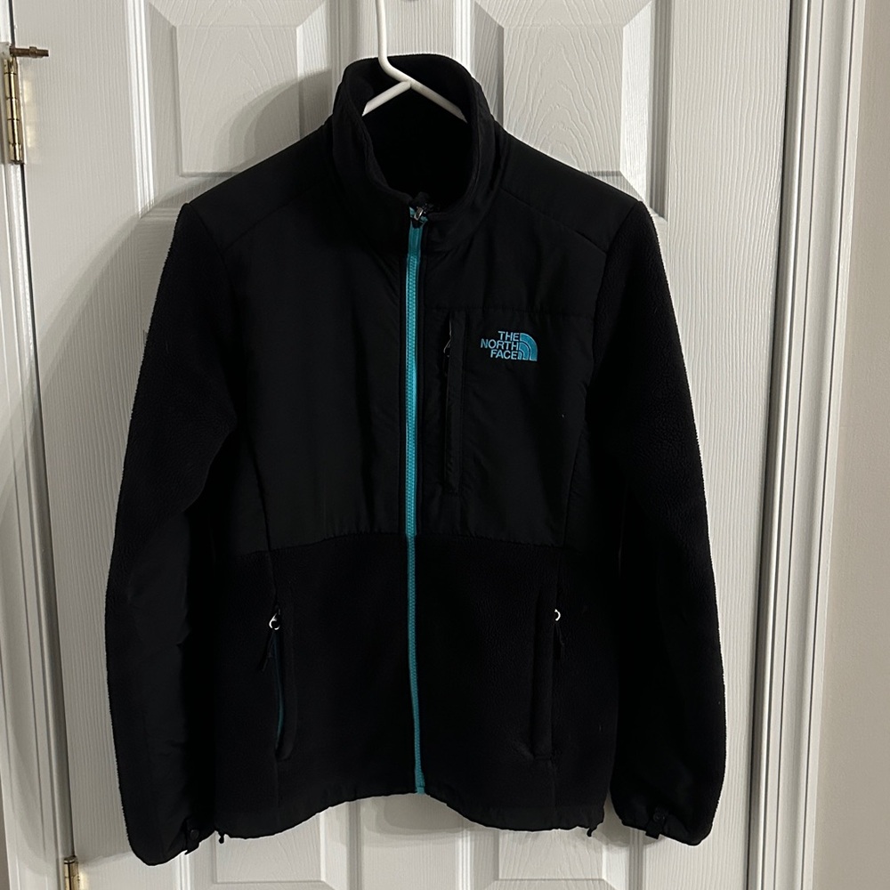 The North Face Black Jacket with Teal Zipper